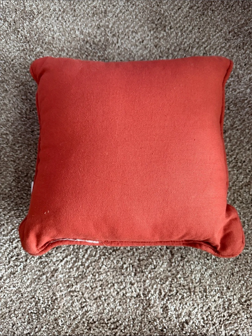 Beaded Pumpkin Accent Pillow - Red & Orange on Cream